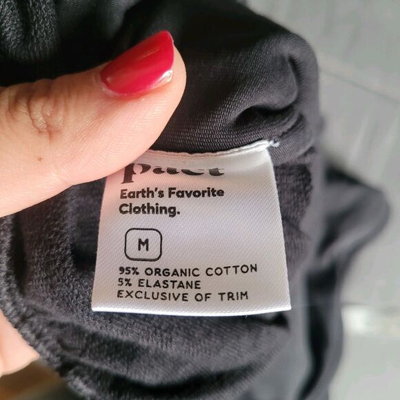 PACT Organic Cotton The Studio Curved Hem Shorts Medium Black Active Athleisure - Picture 3 of 8